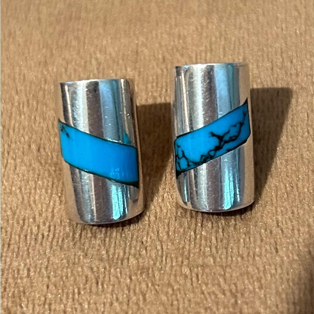 Sterling Silver earrings inlaid with turquoise